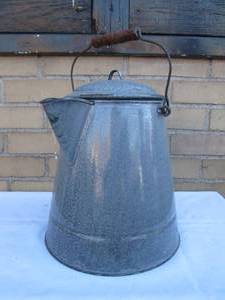 Antique Gray Graniteware Coffee Pot