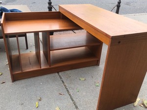 Excellent Vintage Signed Danish Modern Teak Combination Desk &amp Storage Shelf