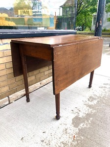 Early Antique Primitive Drop Leaf Dining Table