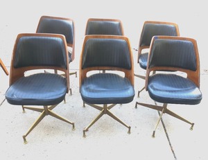 Set of 6 Mid Century Signed BRODY Swivel Chairs
