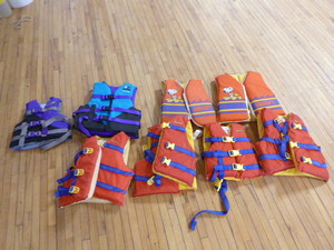 lot 43 image: 8 Youth Life Vests