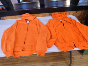 lot 83 image: 2 Blaze Orange Sweatshirts with Hoods