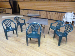 lot 105 image: 2 Outdoor Tables and 5 Chairs
