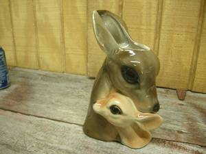 lot 110 image: Vintage Royal Copley Doe and Fawn PlanterVase