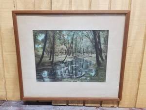 lot 232 image: Antique Colorized Landscape Scene