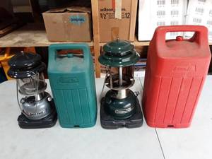 lot 11 image: 2-Kerosene Lanterns With Cases, 1-No Glass