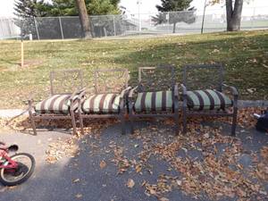 lot 56 image: 4-Metal Stackable Patio Chairs