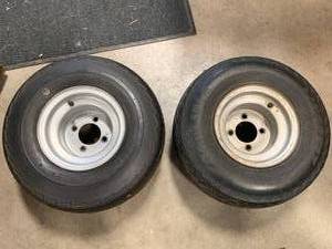 lot 55 image: Set of 2 Golf Cart Tires & Rims 18 x 8.50 x 8