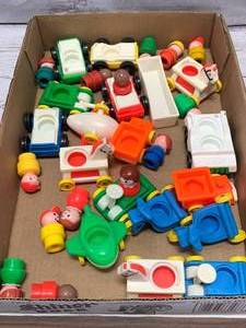 lot 93 image: Large Lot of 1970s Fisher Price Little People & Garage Cars