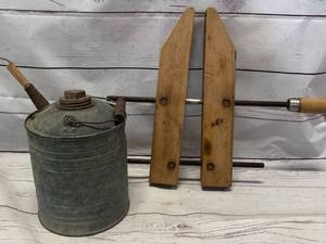 lot 99 image: Jorgensen Wood Clamp & Antique Can