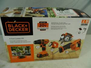 lot 25 image: New Black and Decker 4 Tool Combo 20 volt Lithium Ion