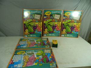 lot 106 image: 5 New Giant Coloring Books and New Crayons