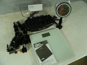 lot 169 image: New Conair Curler Set, Bathroom Scale, Lighted Mirror