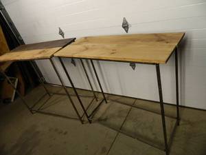 lot 10C image: 2 Metal  Wood Boutique Multi-Use Display Shelves