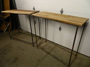 lot 10D image: 2 Metal  Wood Boutique Multi-Use Display Shelves