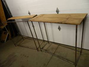 lot 10E image: 2 Metal  Wood Boutique Multi-Use Display Shelves
