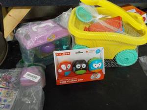 lot 84 image: Wagon, Pails, Egg Shaker Trio and m...