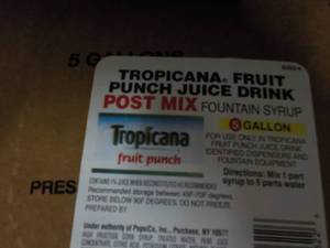 lot 315 image: 1 - 5 gallon Tropicana Fruit Punch ...
