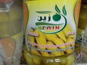 lot 343 image: 24 Jars Zain Whole Green Pepper in ...