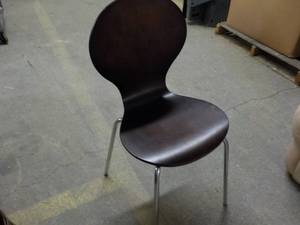 lot 352 image: Modern Wood Chair with Metal Base...