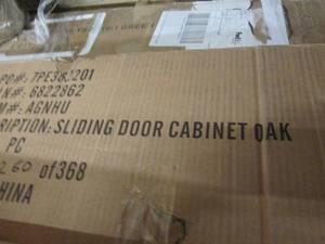 lot 4 image: Merrick Sliding-Door Media Cabinet ...
