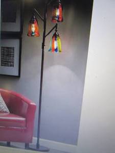 lot 22 image: Rainbow Blown Glass Floor Lamp open...