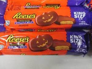 lot 43 image: 12- 2.2 oz pks Reeses Pumpkins...