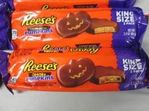 lot 44 image: 12- 2.2 oz pks Reeses Pumpkins...