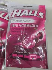 lot 70 image: 4- 25 ct Bags Halls Sugar Free Coug...