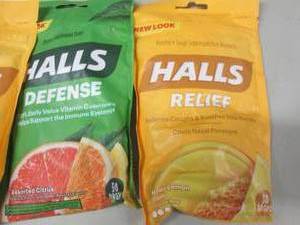 lot 72 image: 4- 30 ct bags Halls Cough Drops...