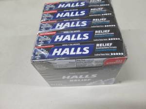 lot 77 image: 20- 9ct pks Halls Cough Drops...