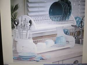 lot 338 image: 2-Tier Dish Rack open box Retail $3...