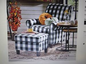 lot 343 image: Buffalo Check Armchair and Ottoman ...
