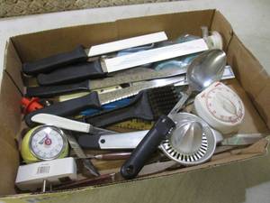 Assorted Kitchen Items Knives Timer...