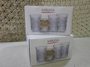 2 Sets of 4 Double Old-Fashioned Gl...