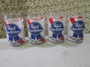 Set of 4 Pabst Blue Ribbon Beer Gla...