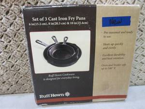 Set of 3 Cast Iron Fry Pans New  RM...