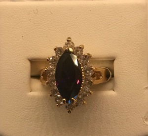 Purple Marquise, with 14 Clear Stones Fashion Ring - Size 9