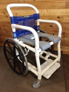 lot 9 image: MSRP $800&nbspAnthros PVC Self Propelled Shower, In The Pool, Commode Self-Propelled Wheelchair&nbspwPadded Bench Seat & Slide-Out Footrest - Great Condition