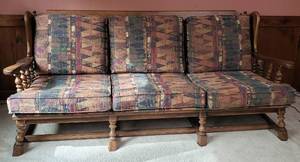 lot 403 image: Bicentennial Ethan Allan Couch and Ottoman Pair