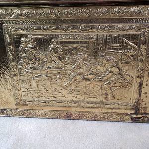 lot 501 image: Brass Gilded Relief Firewood Chest
