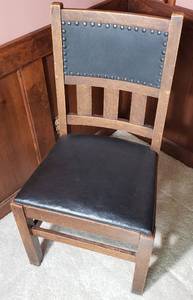 lot 421 image: Priaire Mission Black Leather Brass Tack Chair