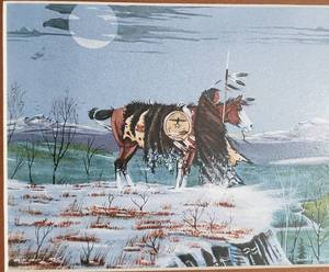 lot 1703 image: Lone Warrior Print by Daniel Long Soldier