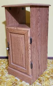 lot 710 image: Narrow Oak Cell Phone Cabinet