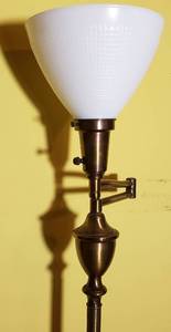 lot 1021 image: Vintage Swing Arm Floor Lamp with Milk Glass Shade