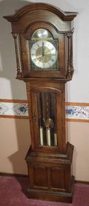 lot 201 image: Ethan Allen Tempus Fugit Grandfather Clock.