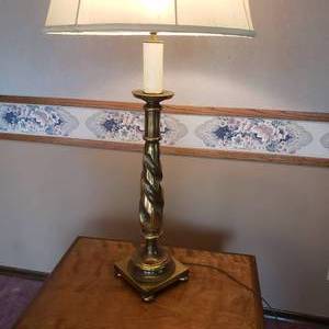 lot 804 image: Spiral Brass Candle Stick Lamp