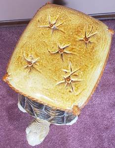 lot 420 image: Vintage 70s Ceramic Tortoise Ottoman Side Table