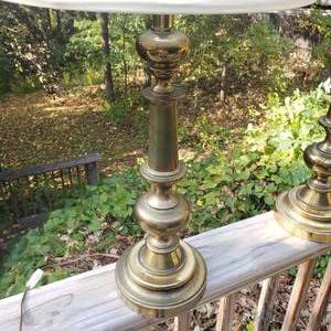 lot 1106 image: Traditional Brass Candle Stick Table Lamps