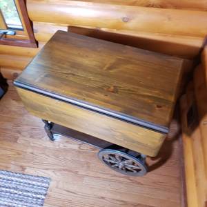 lot 711 image: Oak Drop Leaf Tea Cart